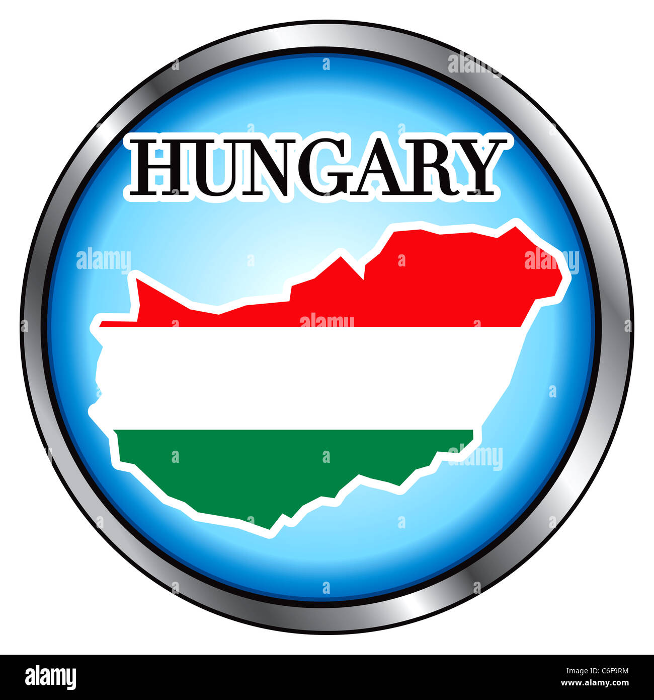 Illustrazione Vettoriale per l'Ungheria, tasto rotondo. Foto Stock
