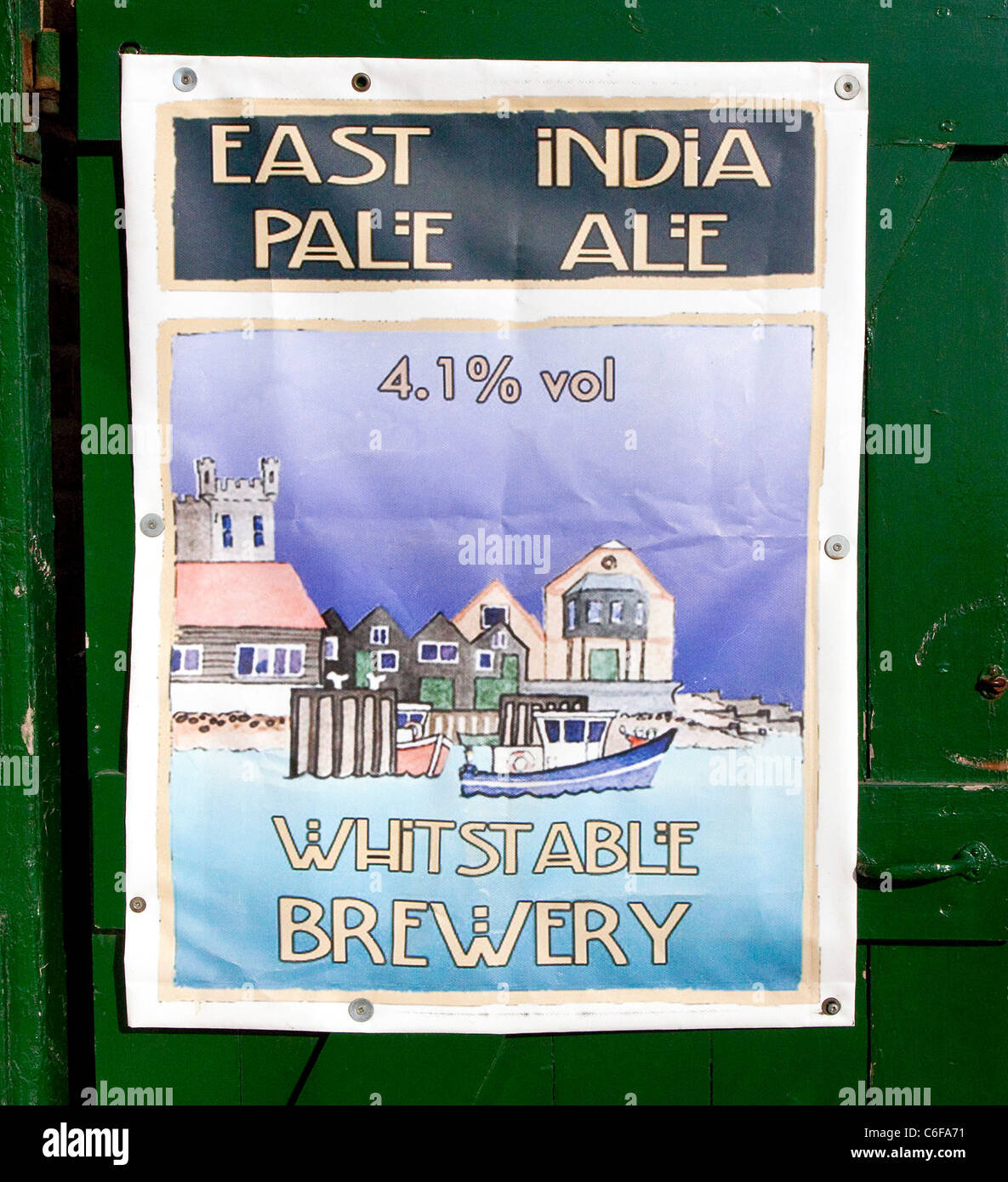 Pubblicità segno per la Birreria Whistable. East India Pale Ale. whitstable birreria east india pale ale uk Whitstable Harbour Foto Stock