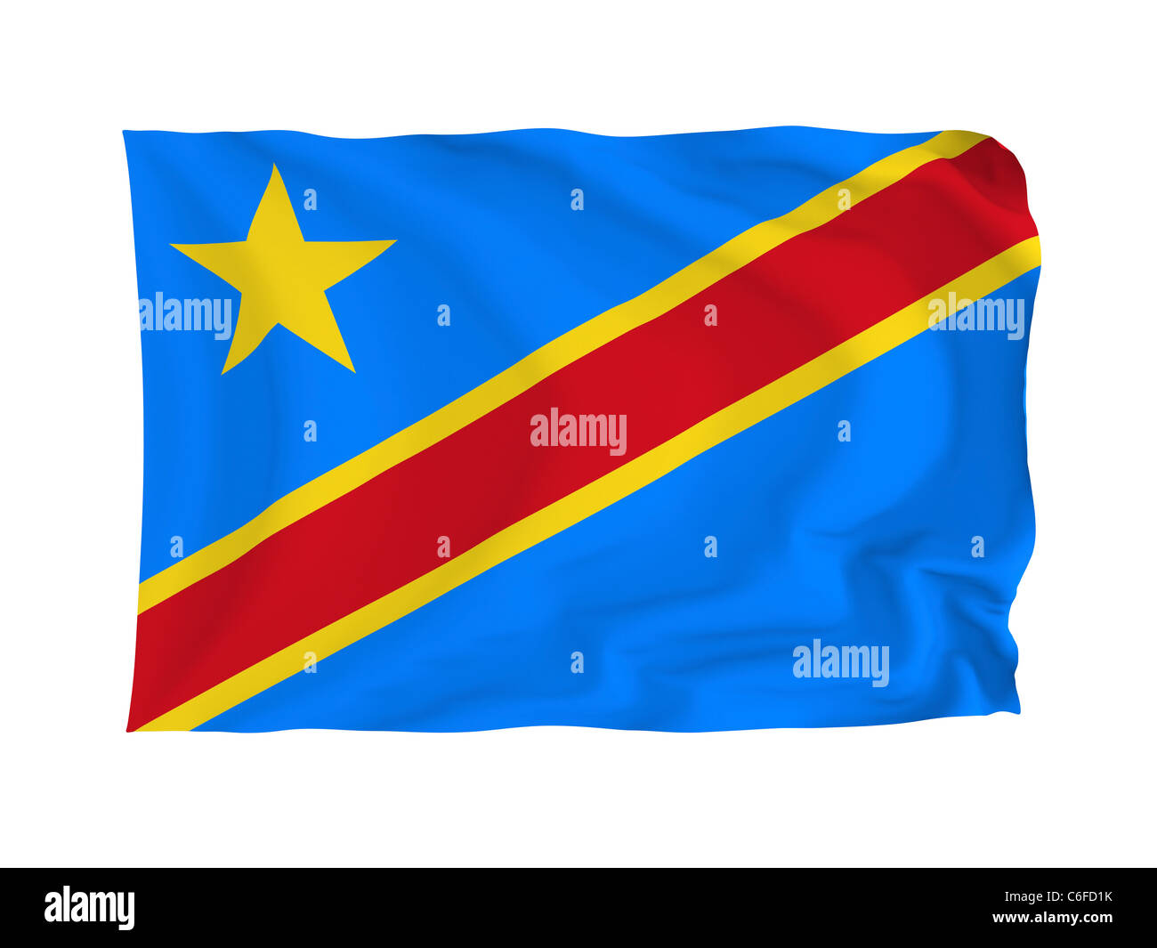 Repubblica democratica del Congo. Alta risoluzione bandiera africana serie. Con tessuto texture. Foto Stock