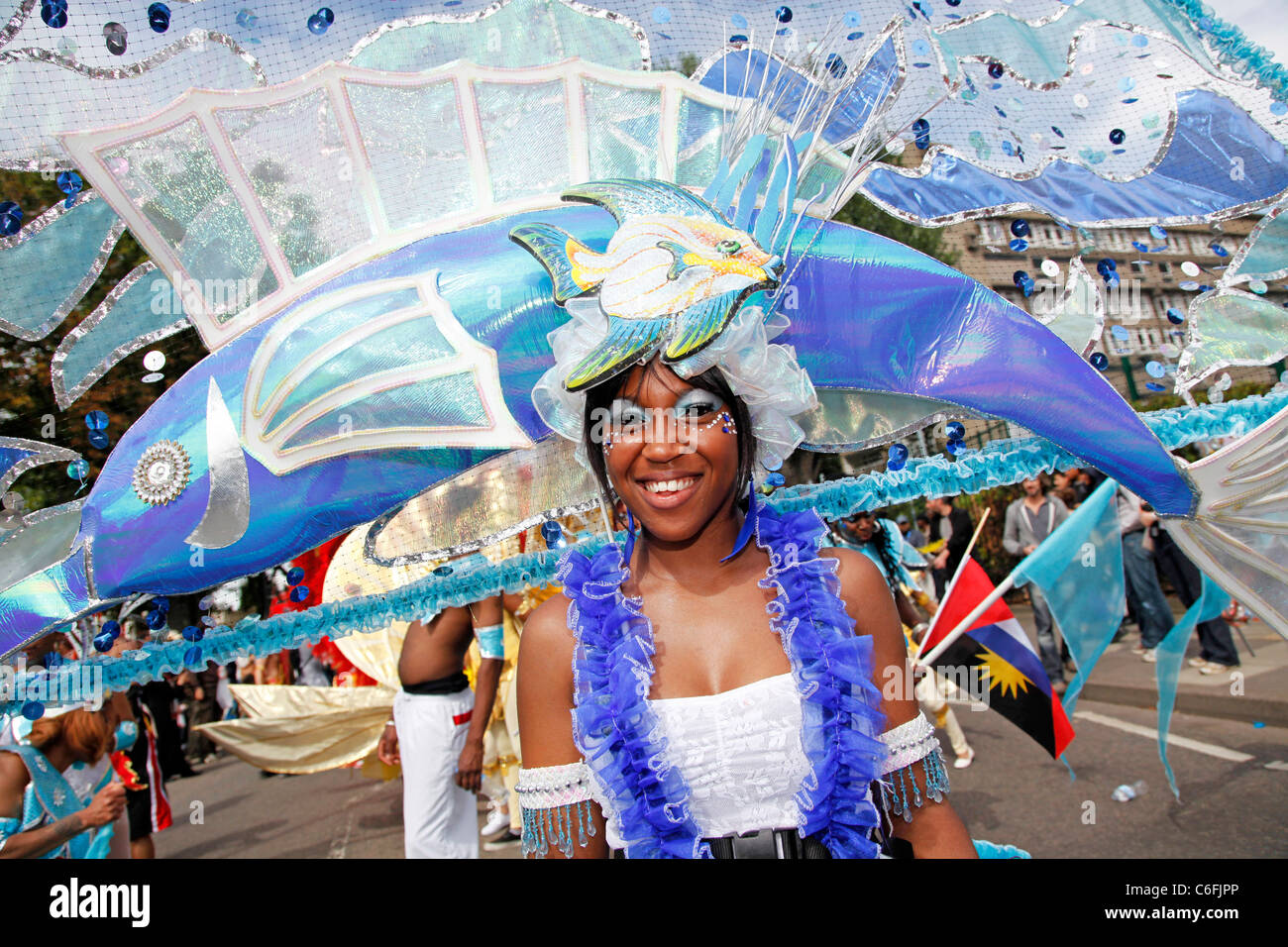 Reveller al carnevale di Notting Hill 2011, Londra, Inghilterra Foto Stock