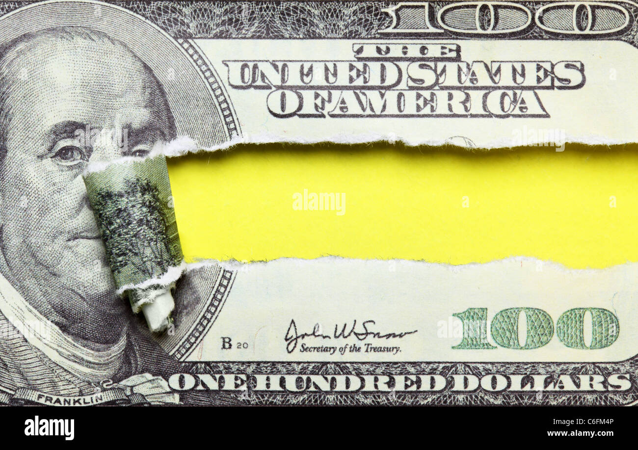 Strappata di dollari banconota con lo spazio per il tuo testo Foto Stock