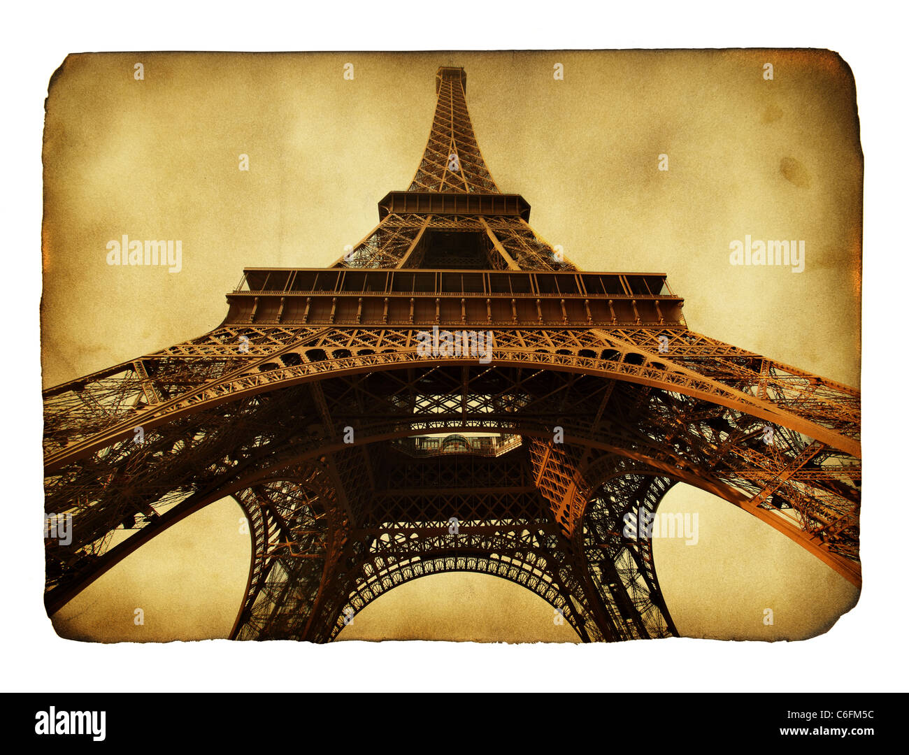 Imitazione di vntage postcard con la torre Eiffel Foto Stock