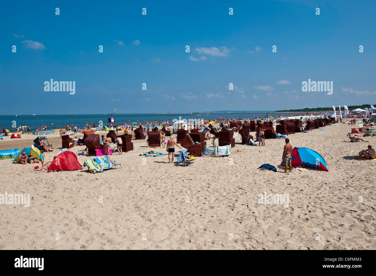 Spiaggia di sabbia sul Mar Baltico, Swinoujscie, Polonia Foto Stock