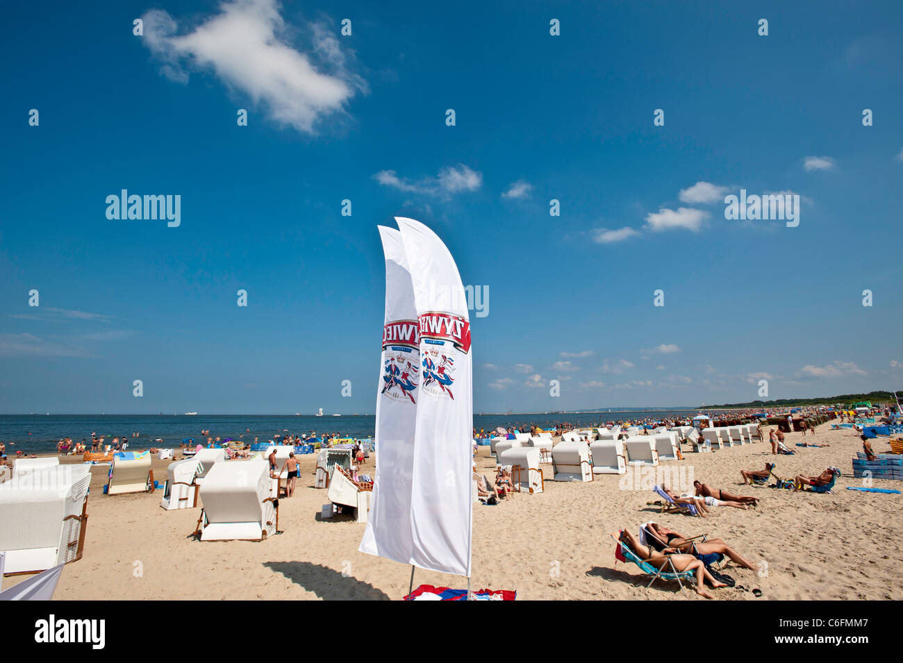 Spiaggia di sabbia sul Mar Baltico, Swinoujscie, Polonia Foto Stock