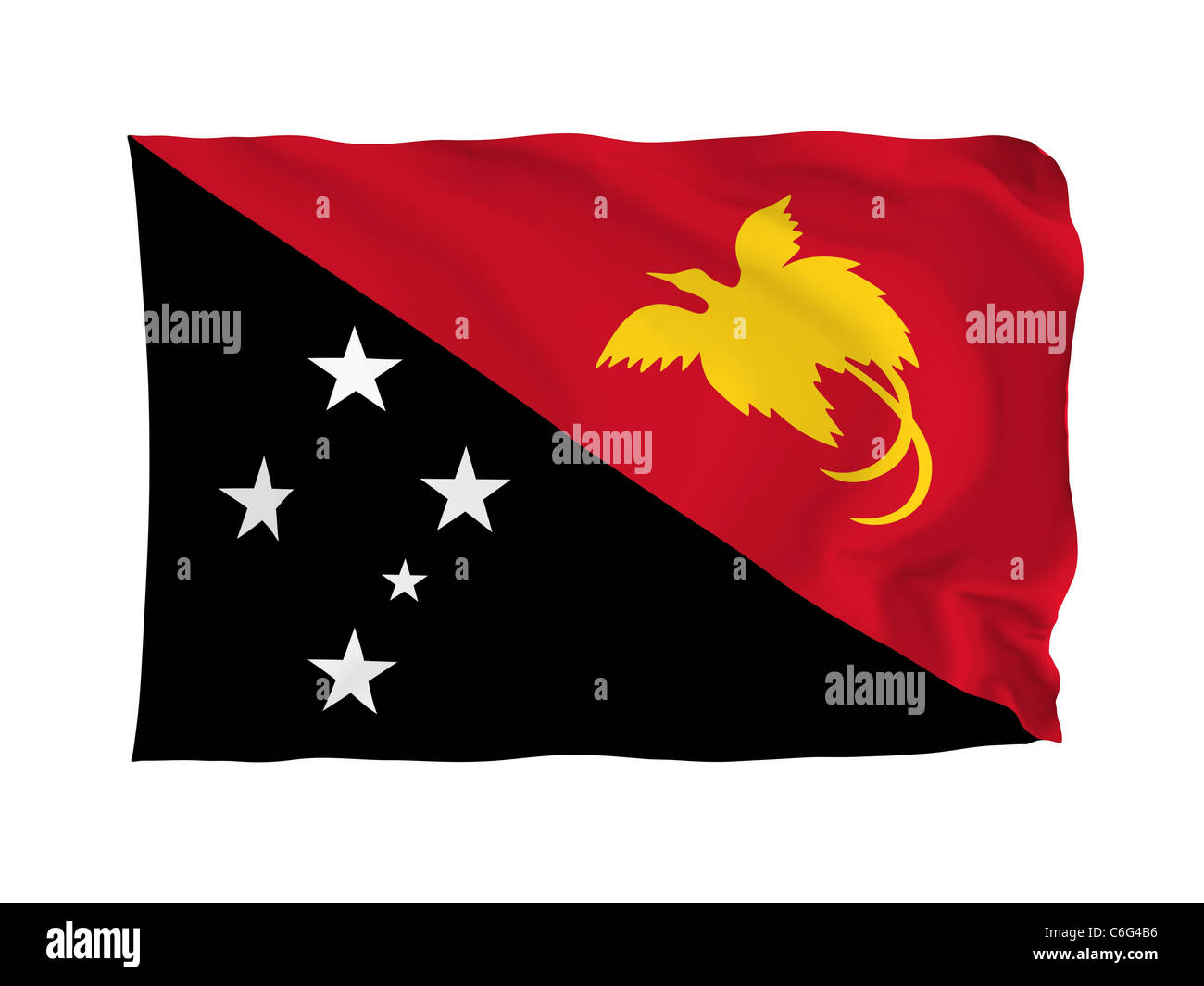 Papua Nuova Guinea. Alta risoluzione Oceania bandiera serie. Con tessuto texture. Foto Stock