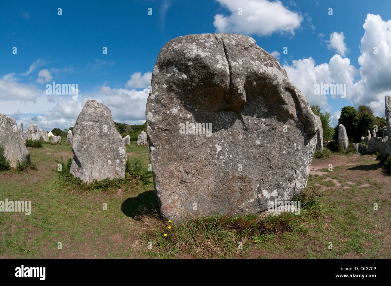 Carnac pietre permanente, Bretagna Francia Foto Stock