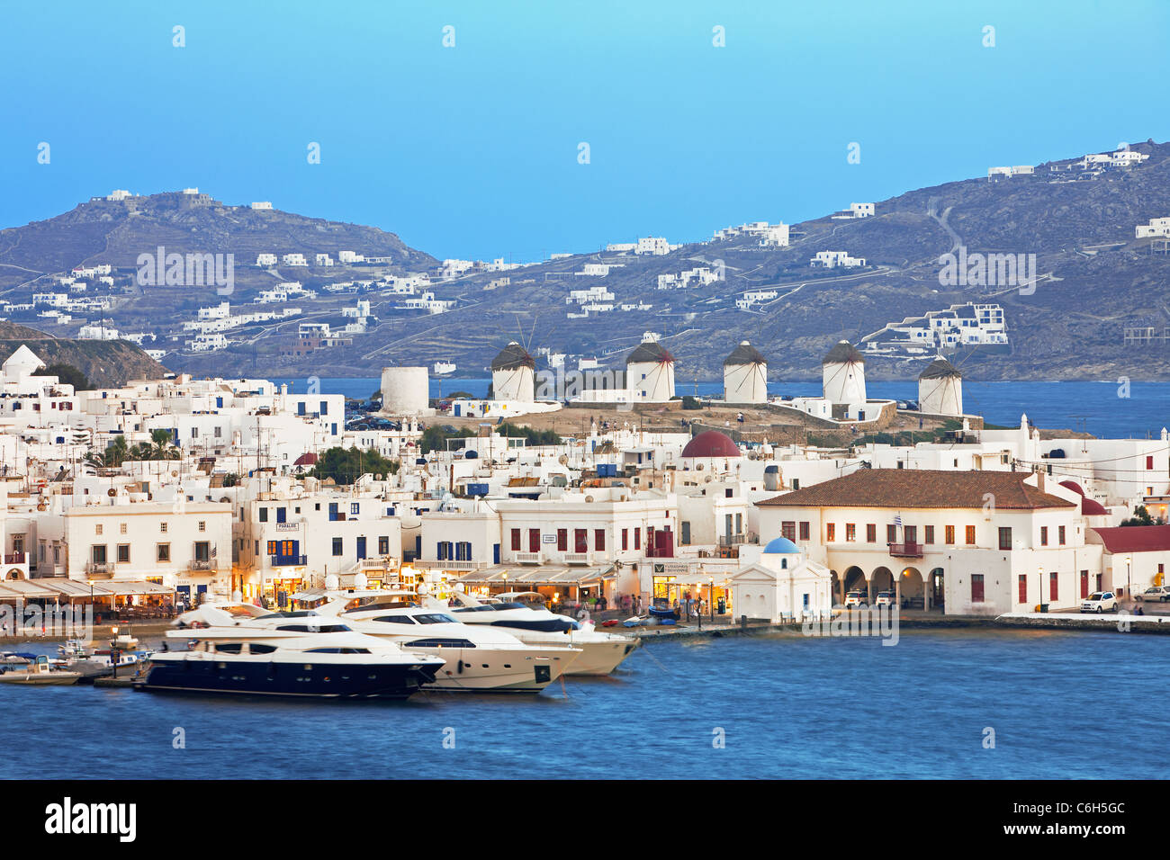 Mykonos (Hora), Isole Cicladi Grecia, Europa Foto Stock