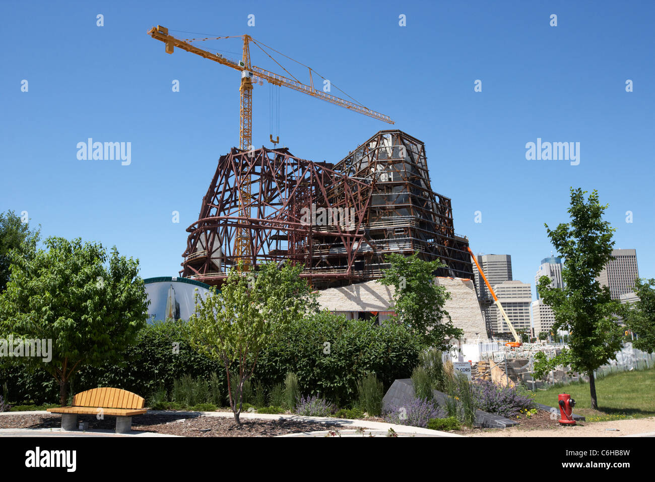 In corso di realizzazione presso il nuovo museo canadese per i diritti umani a forche Winnipeg Manitoba Canada Foto Stock