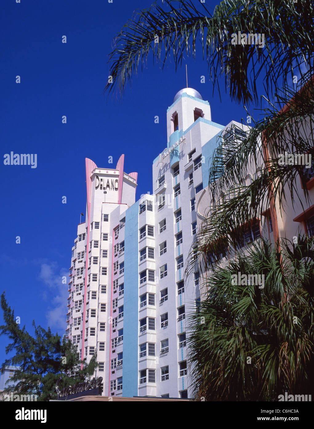 Edifici in stile Liberty, Collins Avenue, South Beach, Miami Beach, Florida, Stati Uniti d'America Foto Stock