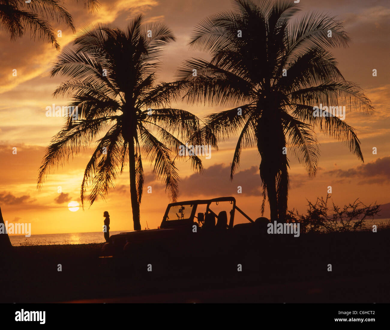 Vista sulla spiaggia al tramonto, Clearwater, Florida, Stati Uniti d'America Foto Stock