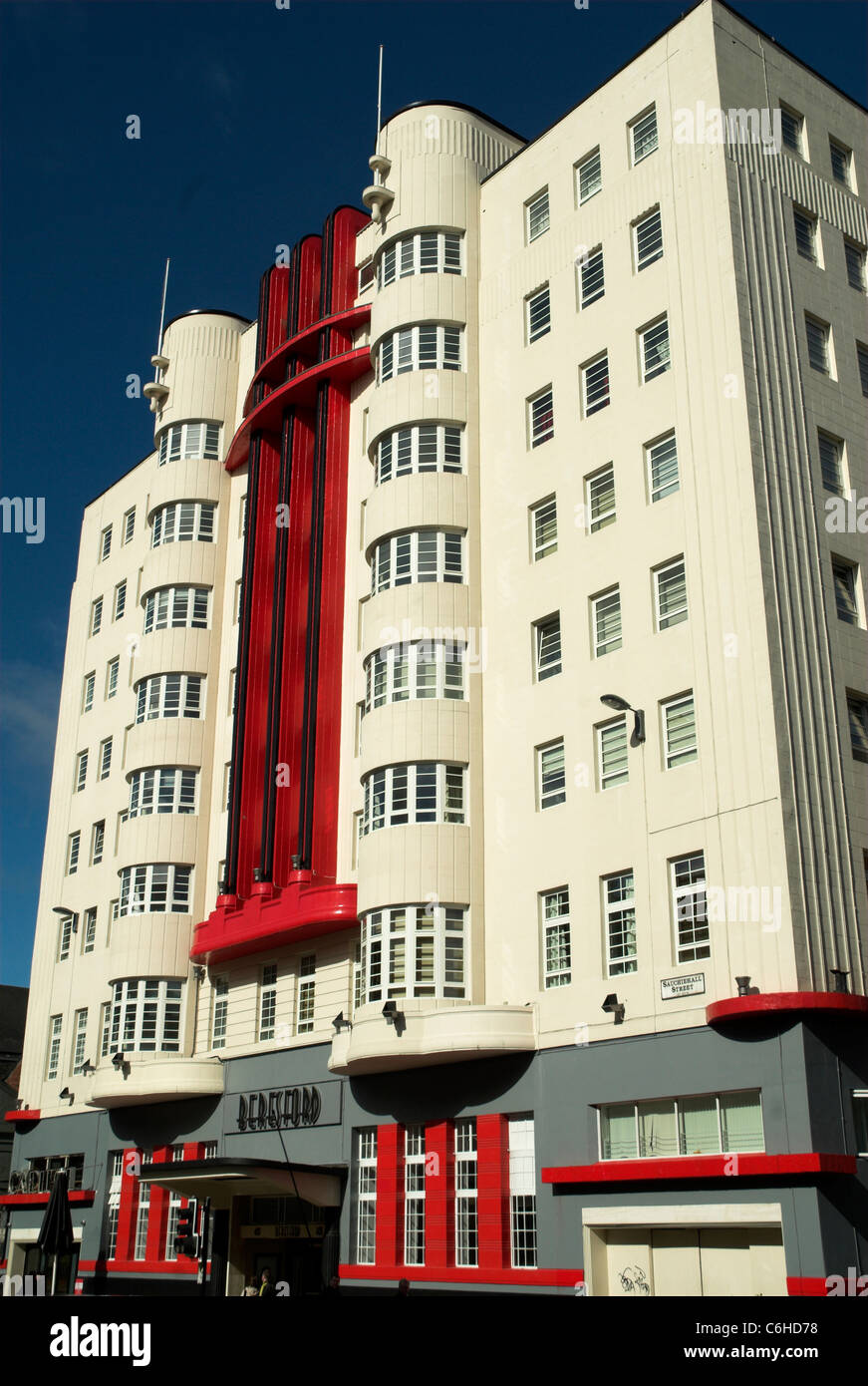 1940s stile Art Deco Beresford Edificio, Sauciehall Street, Glasgow, Scozia Foto Stock