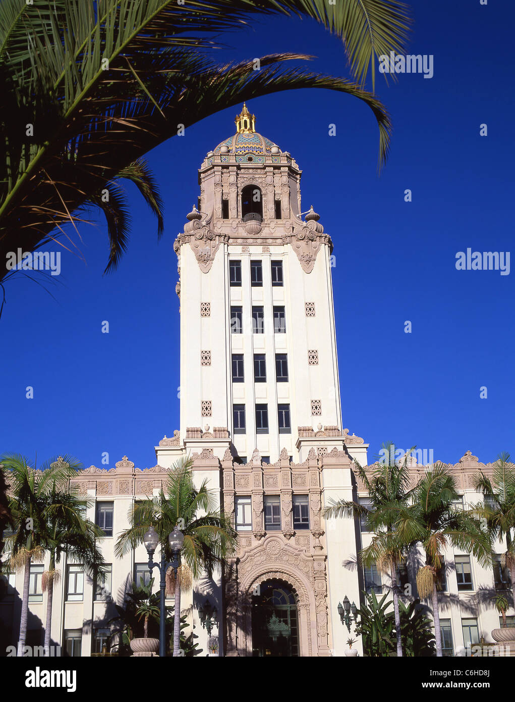 Beverly Hills City Hall, Nord Rexford Drive, Beverly Hills, Los Angeles, California, Stati Uniti d'America Foto Stock