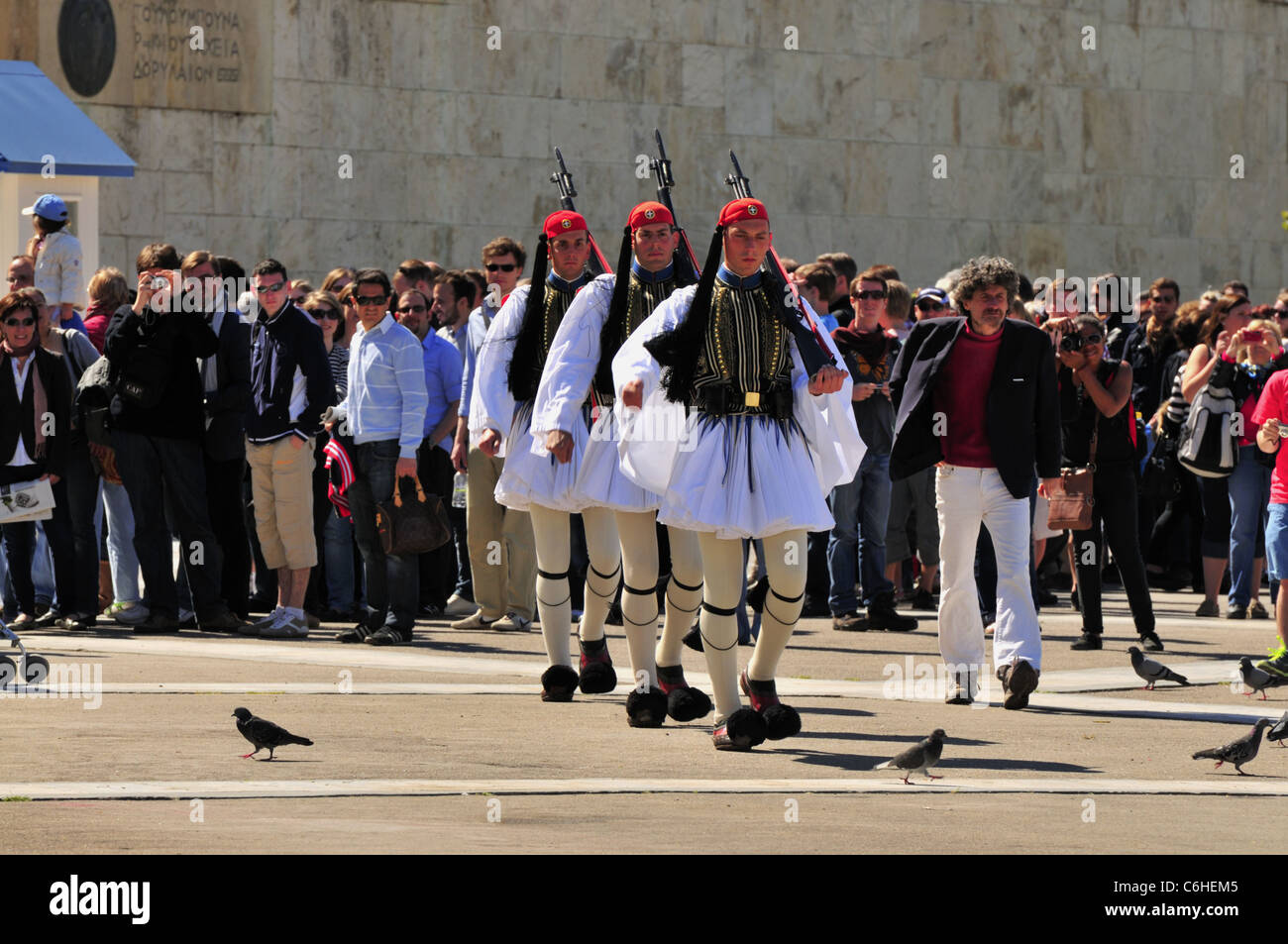 Nazionale Greco di protezioni in Piazza Syntagma ad Atene Foto Stock