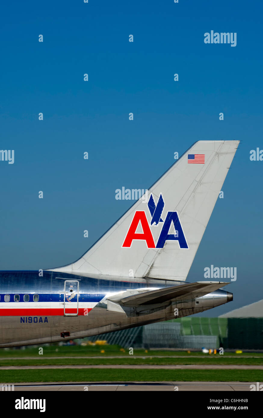 Pinna di coda di un American Airlines aeromobili che mostra il logo Foto Stock