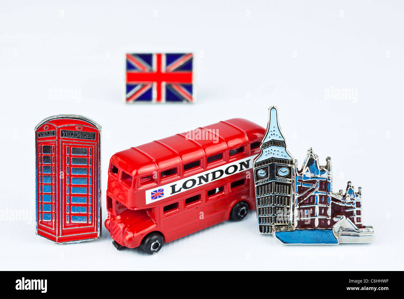 London souvenir ritagliata su sfondo bianco Foto Stock