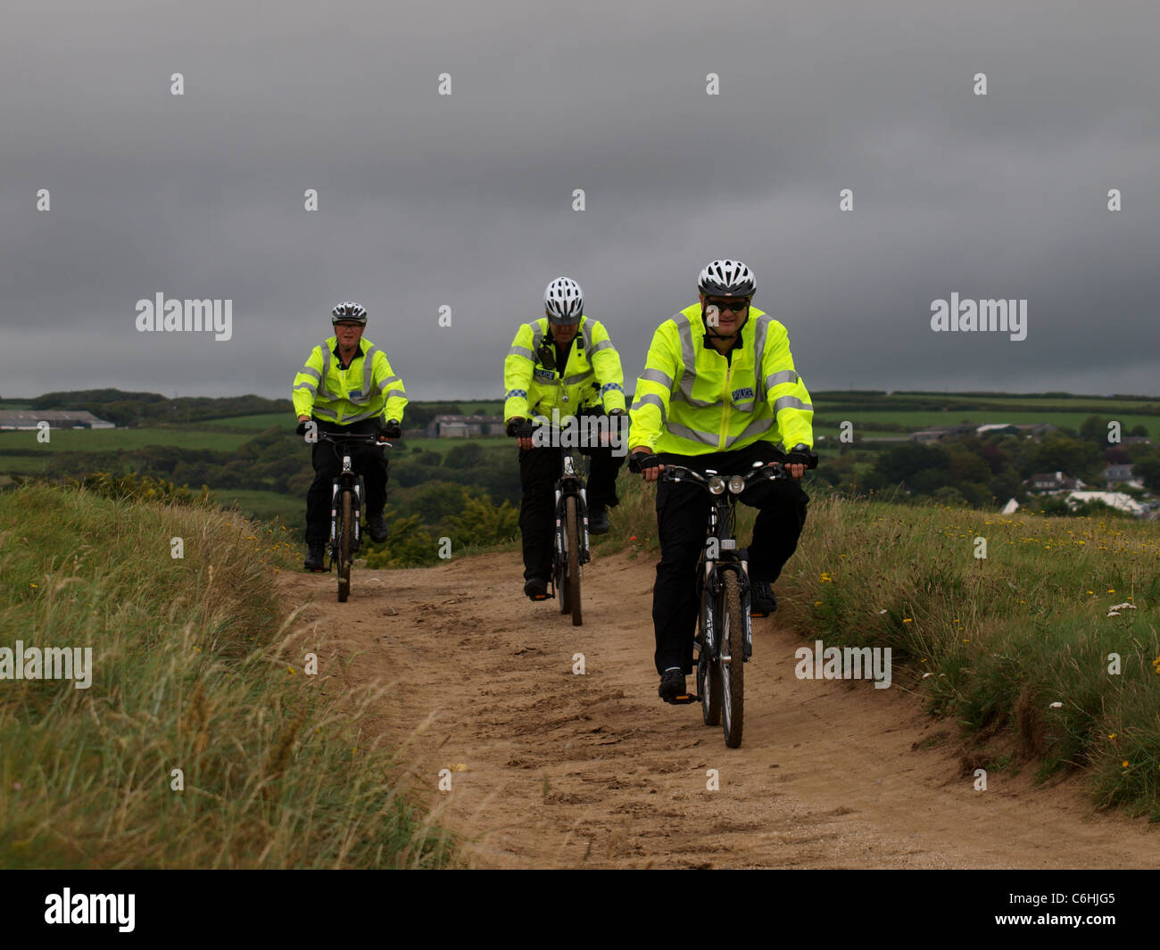 Pattuglia di polizia, Bude, Cornwall, Regno Unito Foto Stock