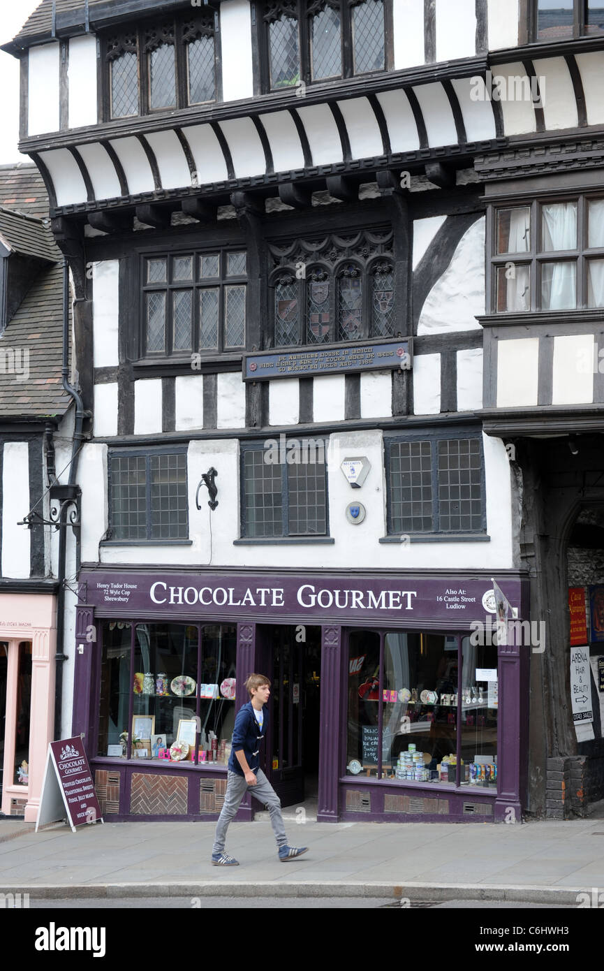 La casa dove il re Enrico VII presentata nel 1485 a Wyle Cop a Shrewsbury Shropshire England Regno Unito Foto Stock