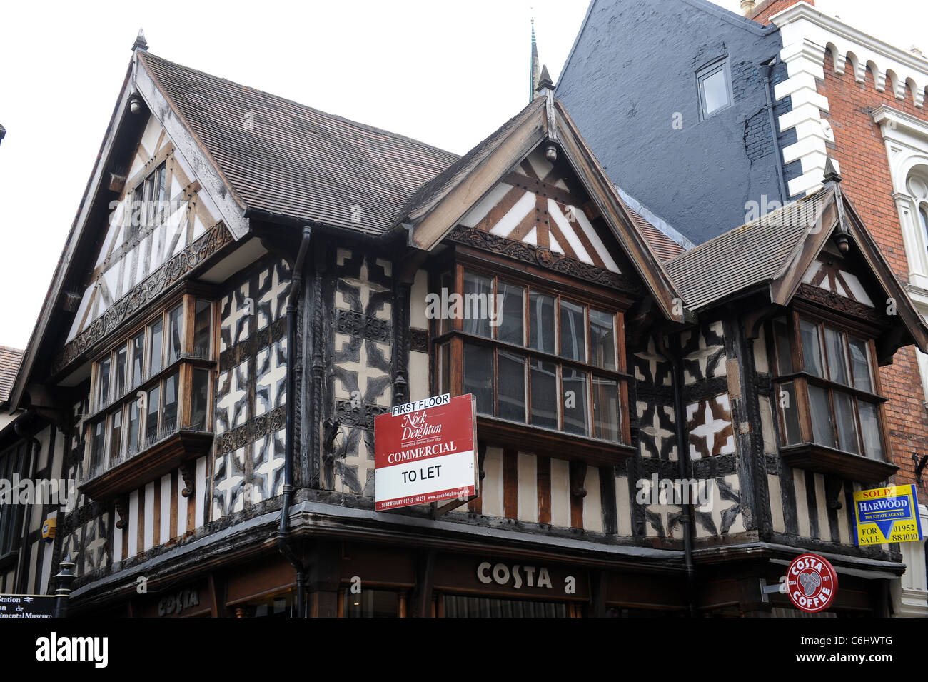 Edificio Tudor a lasciar inShrewsbury Shropshire England Regno Unito Foto Stock