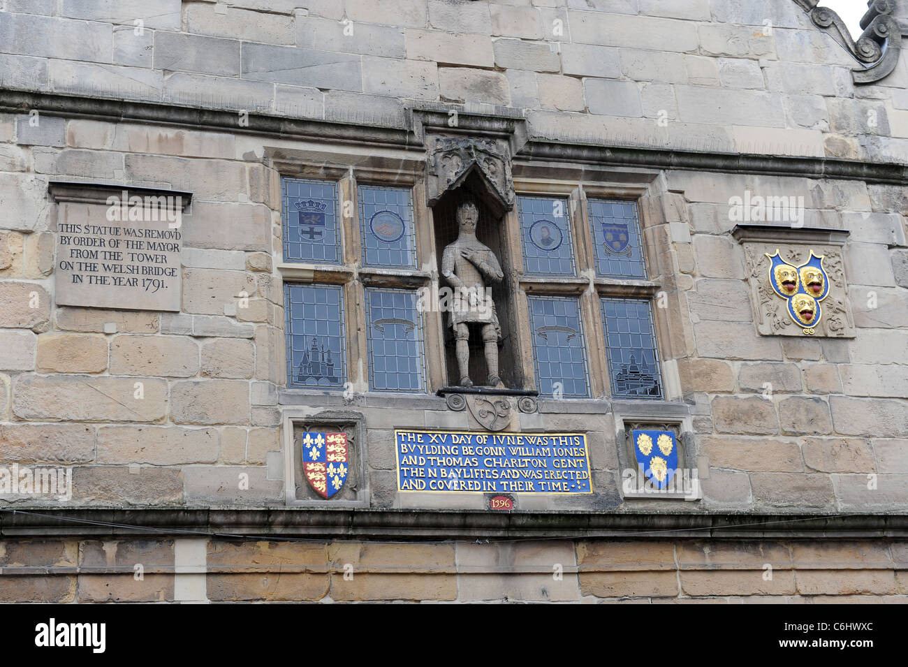 Statua del Duca di York sul Mercato Antico un edificio Elizabethan a Shrewsbury Shropshire England Regno Unito Foto Stock