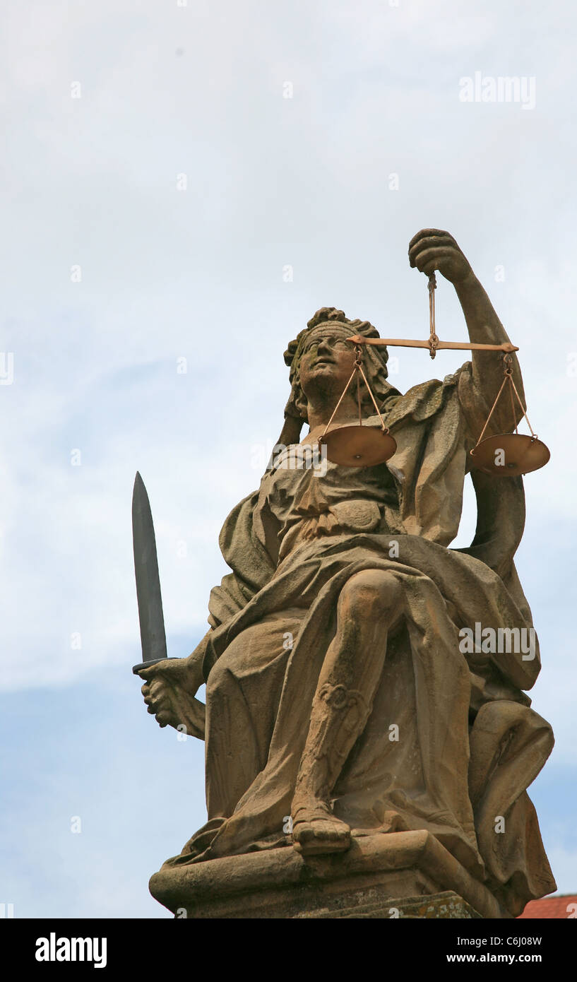 Signora giustizia statua Foto Stock