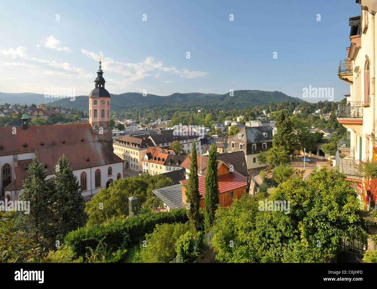 Vista di Baden-Baden dal nuovo castello Foto Stock