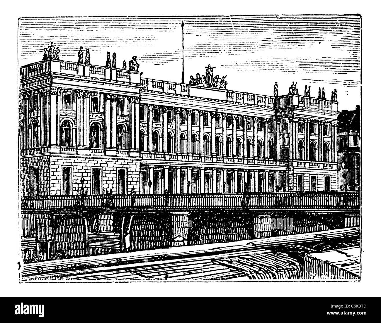 Berlino Borsa, Germania, durante il 1890s, vintage incisione. Vecchie illustrazioni incise di Berlino Borsa. Foto Stock