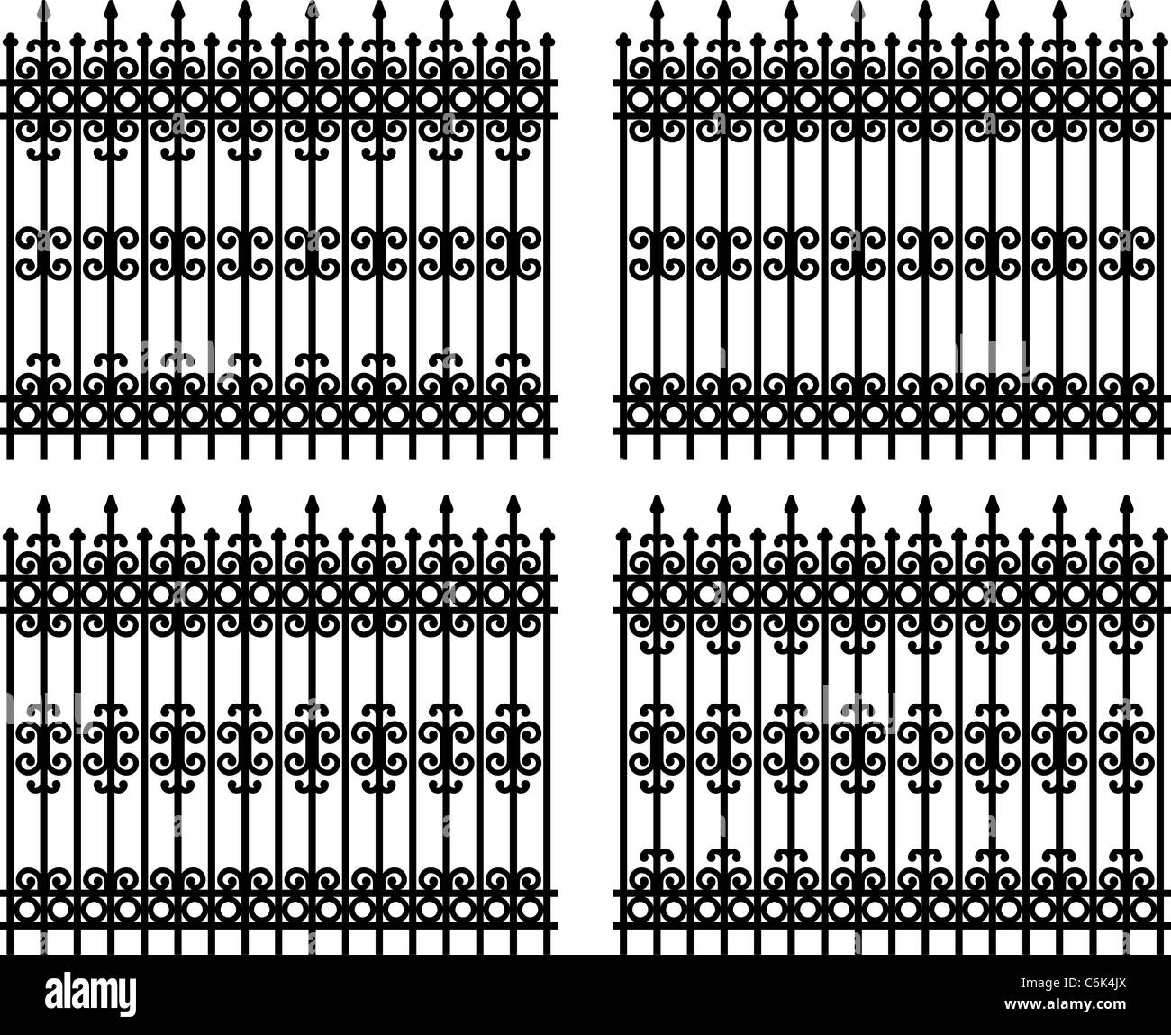 Ferro battuto recinto (4 silhouette) Foto Stock