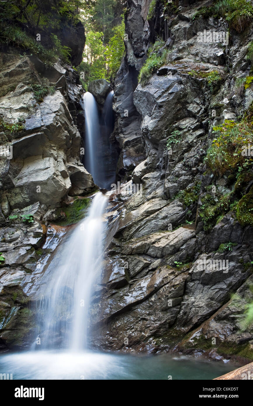 La Belle au Bois,la cascata di Megève (Alpi Francesi) Foto Stock