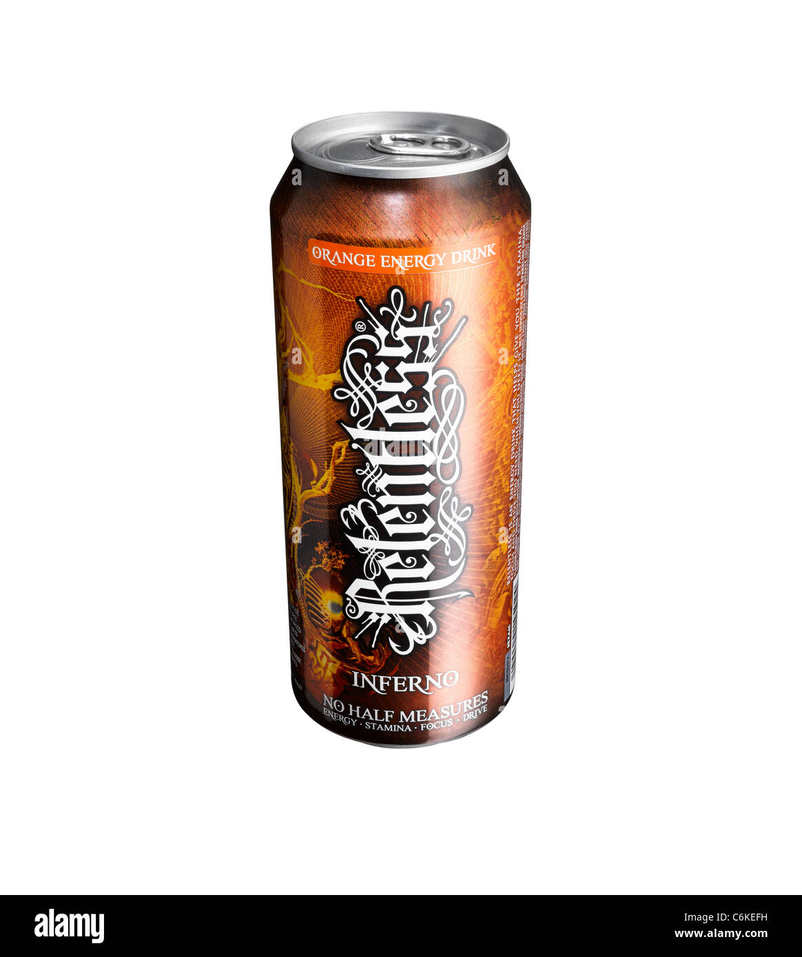 Un taglio al di fuori di un possibile di Relentless energy drink Foto Stock
