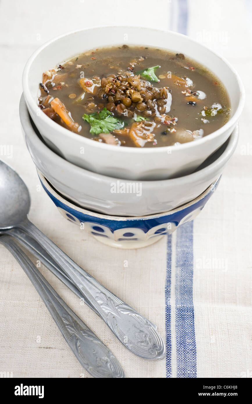 Zuppa di lenticchie Foto Stock