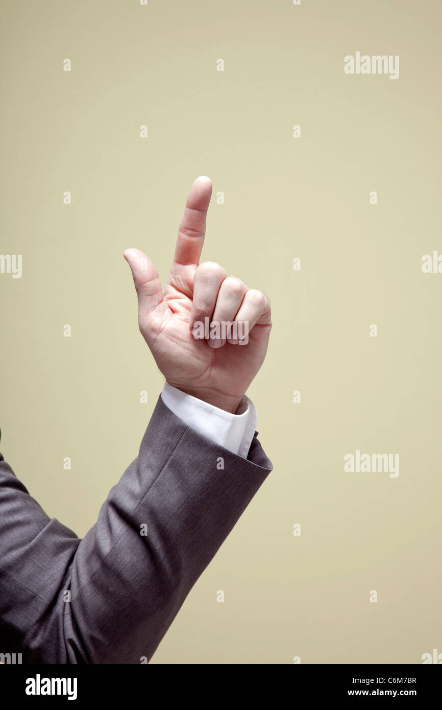 Business man mano rivolto verso l'alto Foto Stock