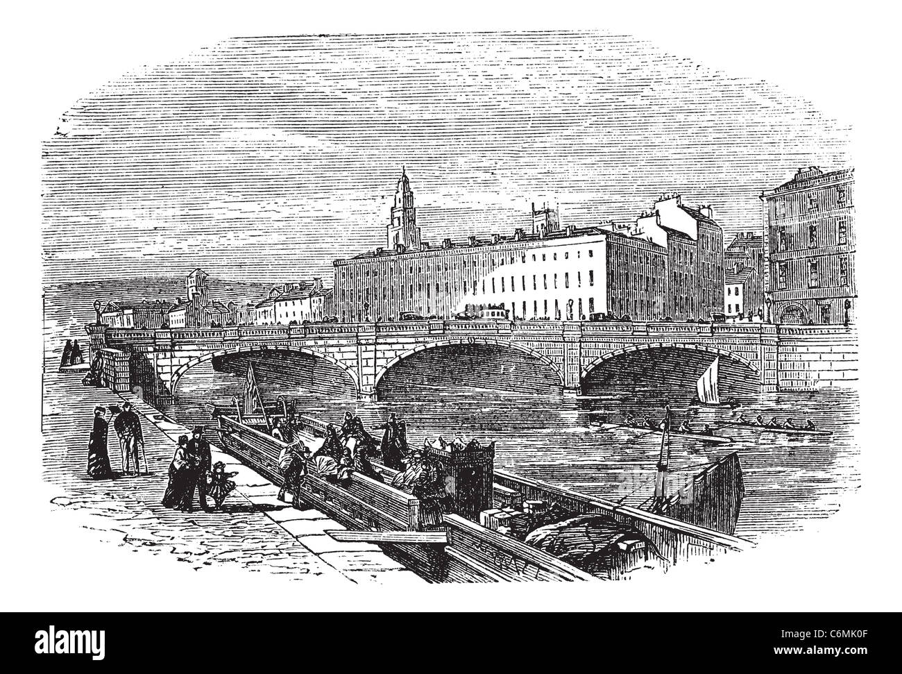 Il sughero in munster, irlanda, durante il 1890s, vintage incisione. Vecchie illustrazioni incise di sughero che mostra Saint Patrick's Bridge Foto Stock