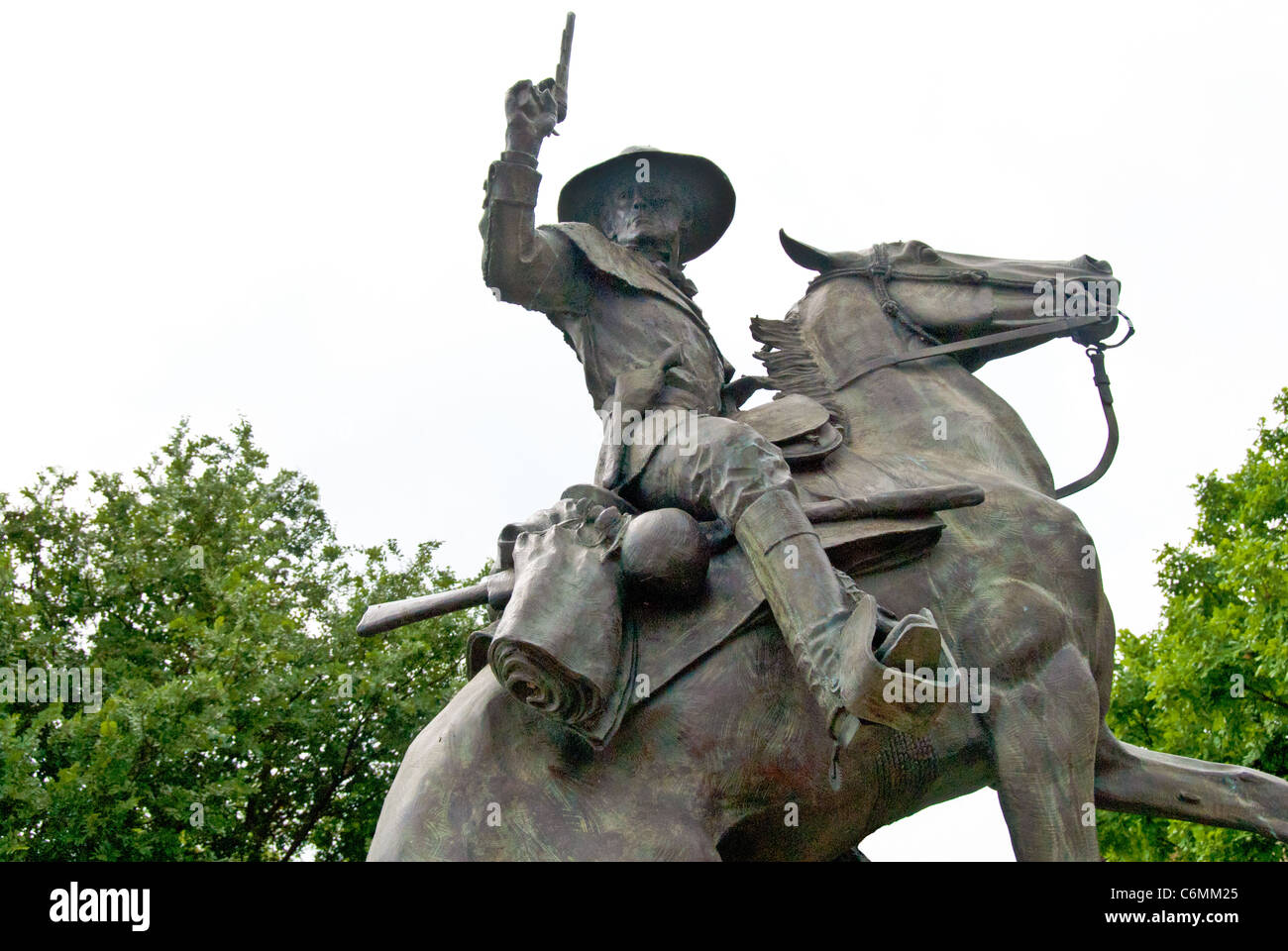 Texas Ranger capitano John Caffè 'Jack' Hays (1817-1883) statua sulla Hays County Courthouse motivi a San Marcos, Texas Foto Stock