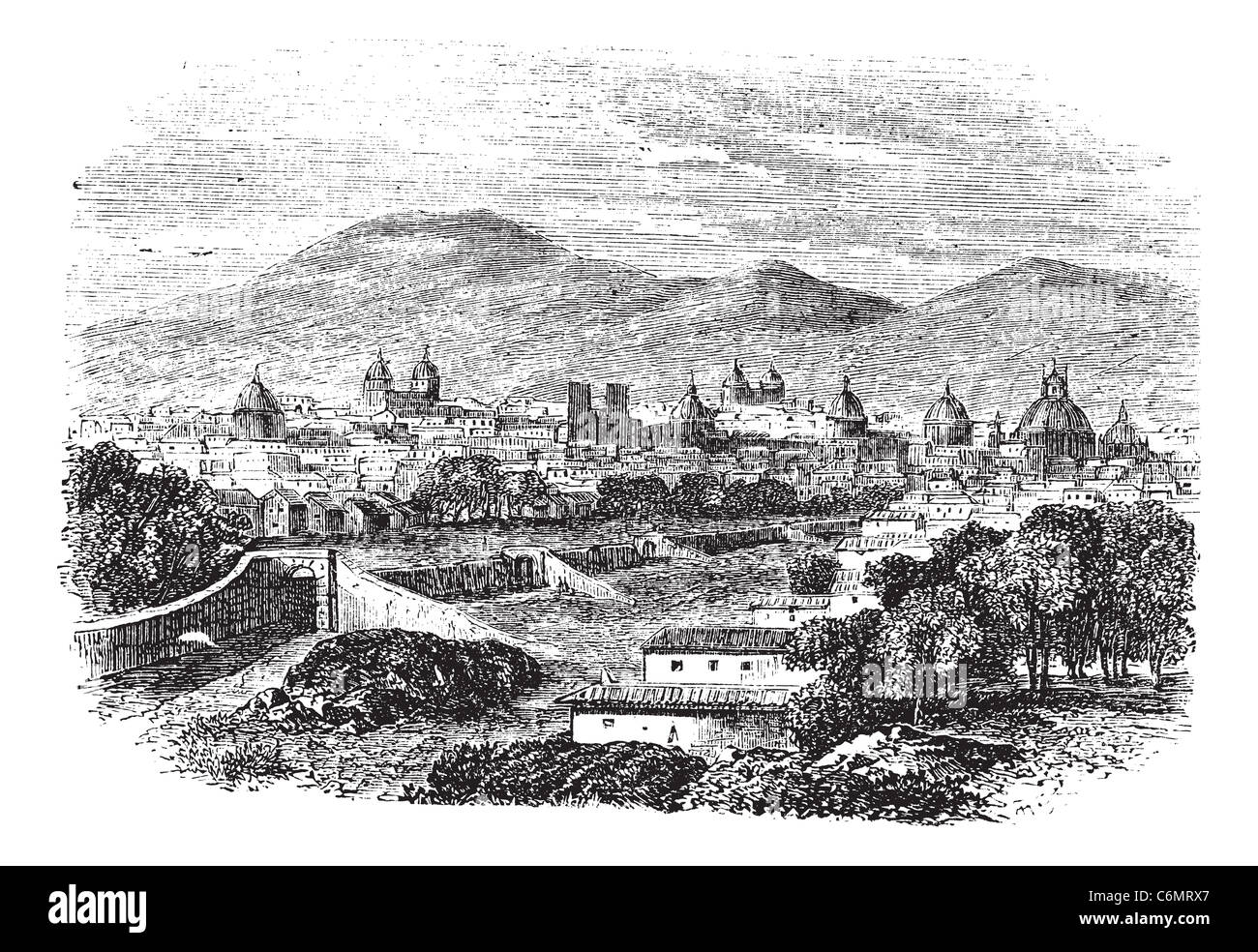 In Cusco Peru, durante il 1890s, vintage incisione. Vecchie illustrazioni incise di Cusco. Foto Stock