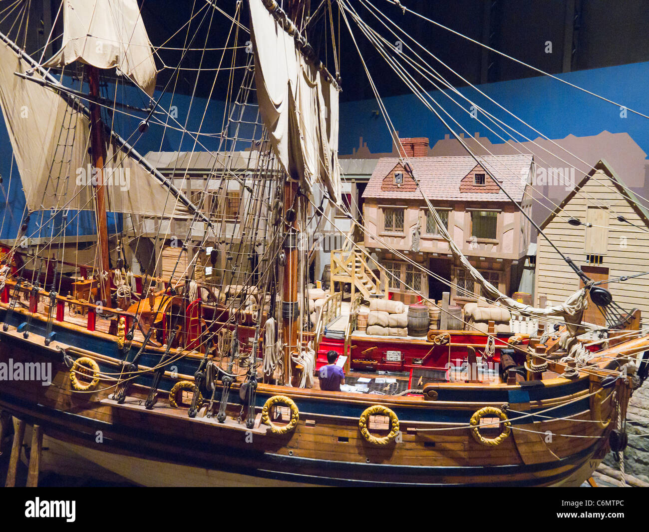 La replica della Nonsuch, che ha navigato nella Baia di Hudson in 1668-1669 nel viaggio di trading per quello che è diventato il Hudson's Bay Co. Foto Stock
