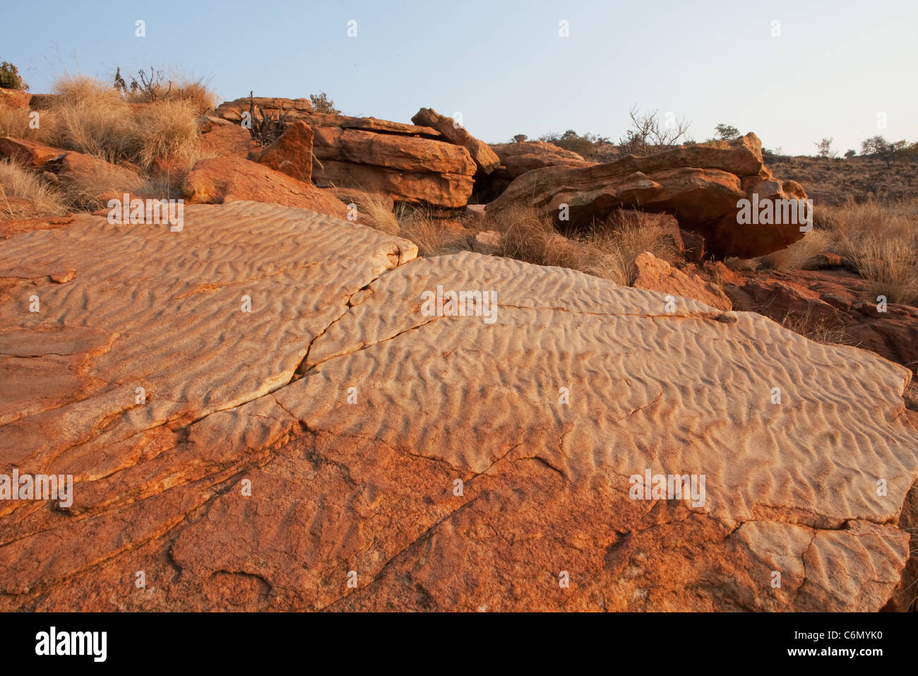 Le rocce che mostra le increspature del mare preistorico bed Foto Stock