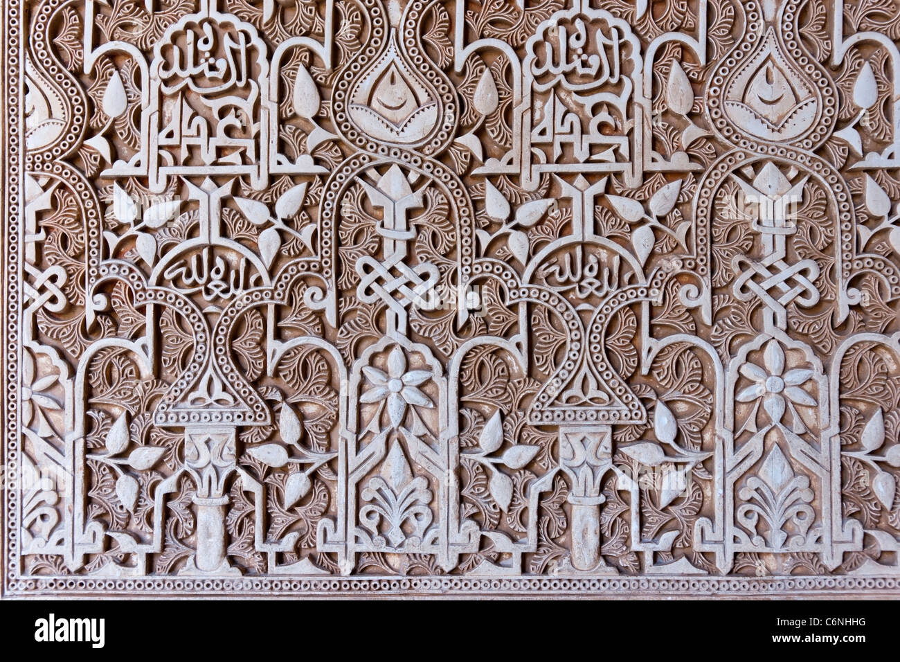 Dettaglio della parete, Sala de las Dos Hermanas, l'Alhambra di Granada Foto Stock