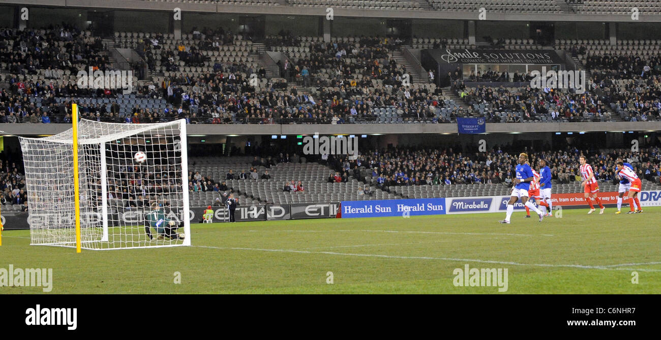 Louis Saha pena perdere Everton sconfitta Melbourne è di nuovo un campionato di franchising, cuore di Melbourne, 2-0 (14 luglio). Gli obiettivi sono stati segnati da Foto Stock