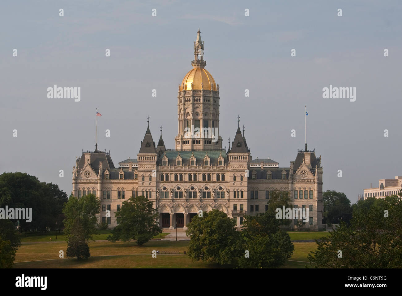 Il Connecticut State Capitol è raffigurato a Hartford, Connecticut, sabato 6 agosto 2011. Foto Stock
