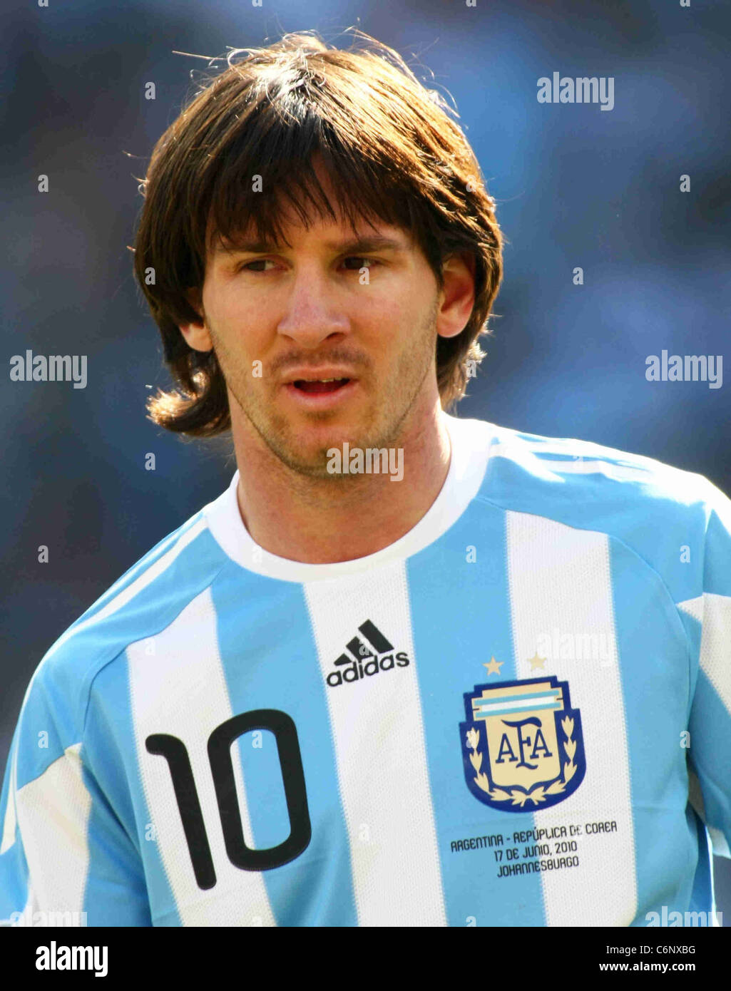 Lionel Messi Sud Africa 2010 Coppa del Mondo di Calcio tra Argentina e  Corea del Sud. L'Argentina ha vinto 4-1. Port Elizabeth, Sud Foto stock -  Alamy