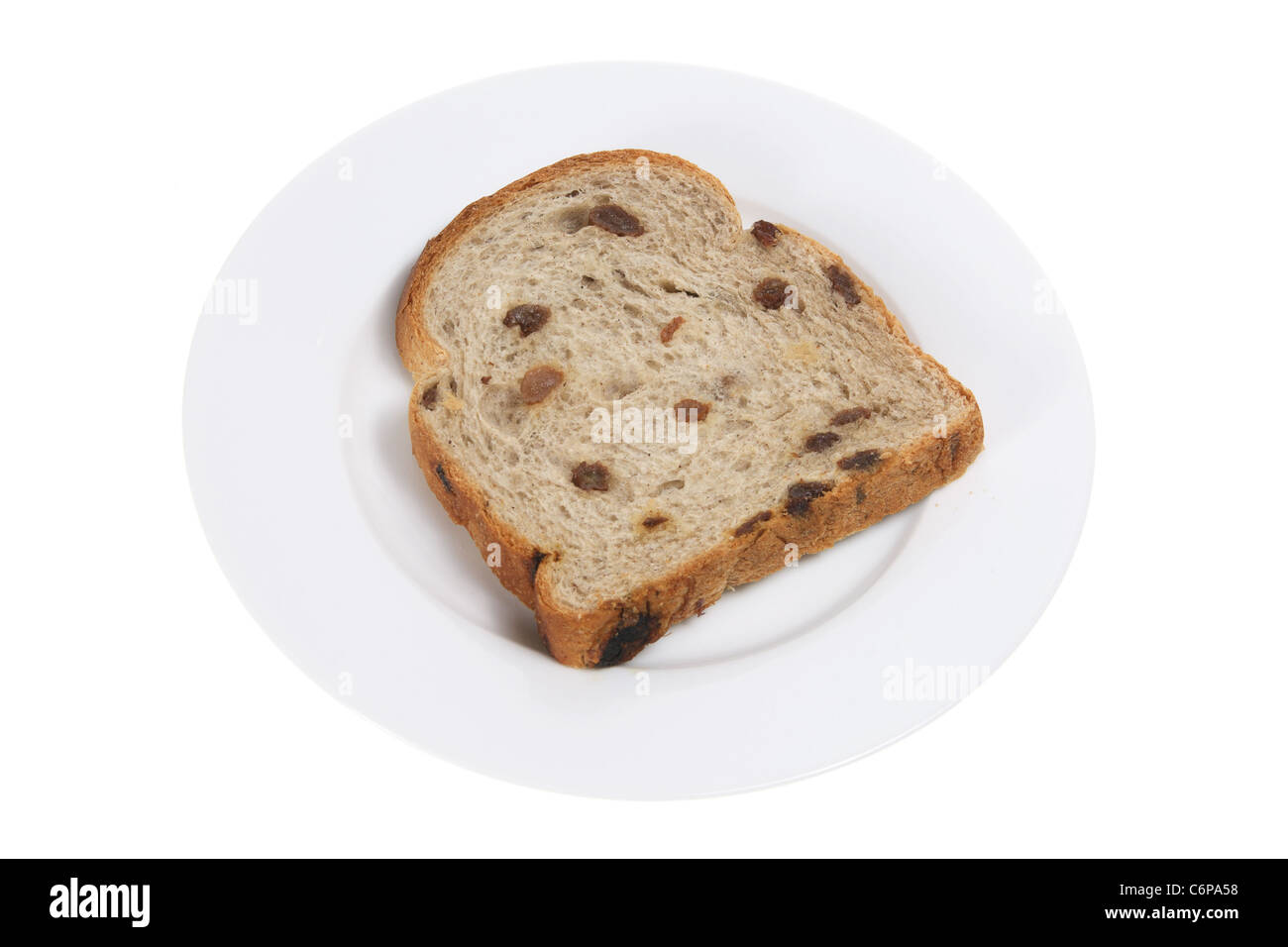 Fetta di pane passito sulla piastra Foto Stock