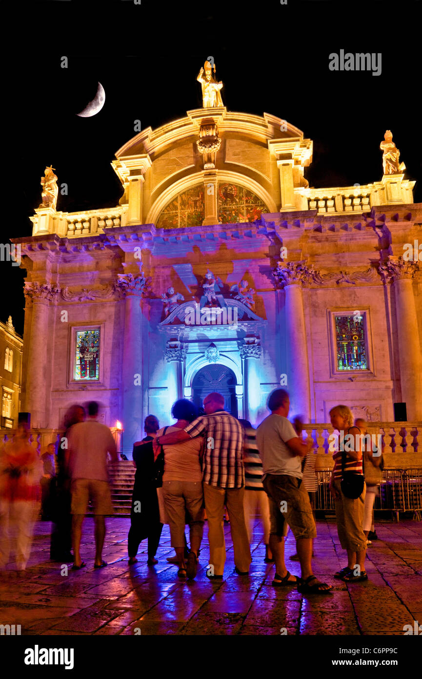 San Biagio Chiesa,notte,Dubrovnik Città Vecchia,Croazia. Foto Stock