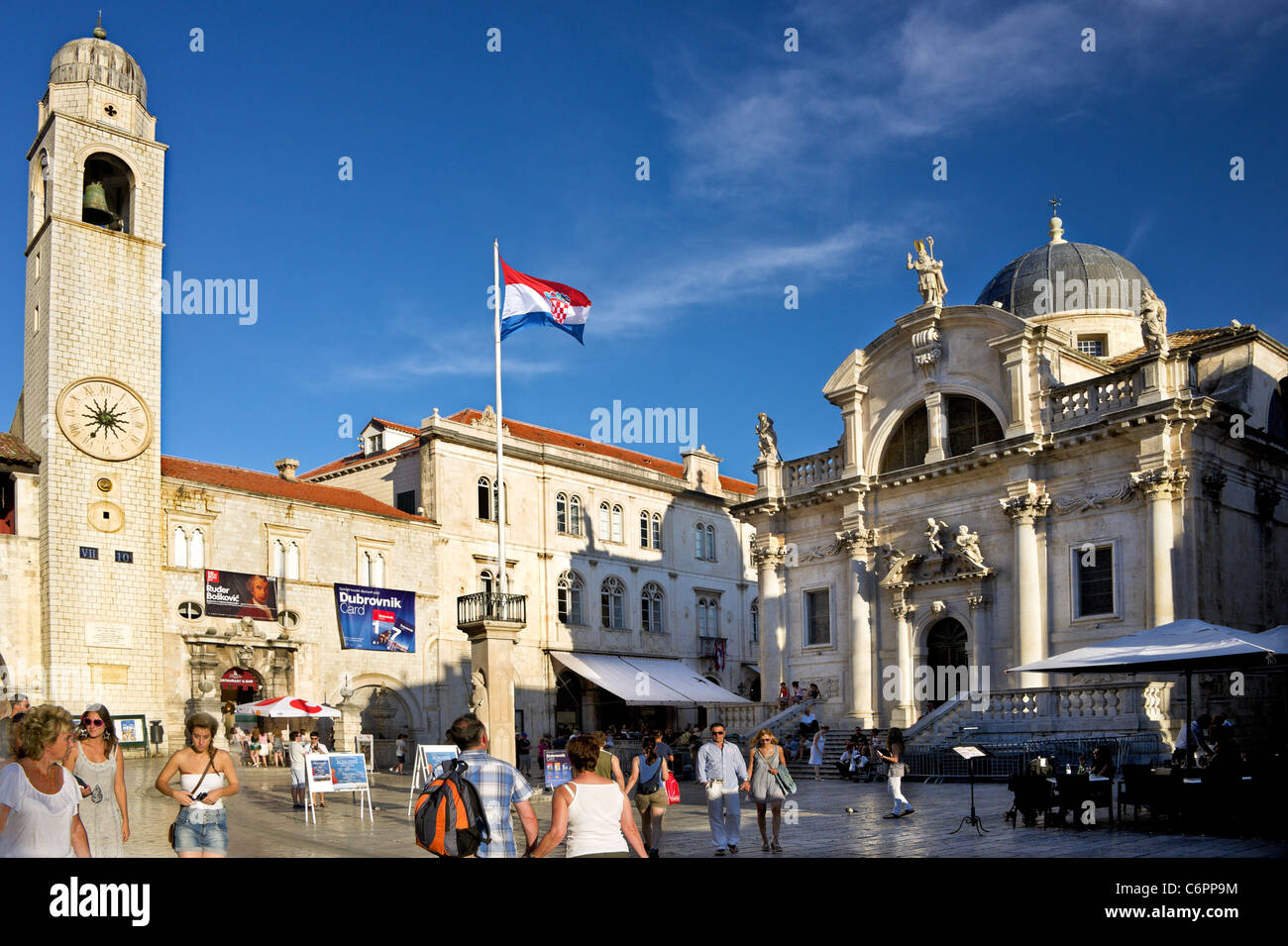 Placa ,Dubrovnik Città Vecchia,Torre Campanaria,St,Baise chiesa.La Croazia. Foto Stock