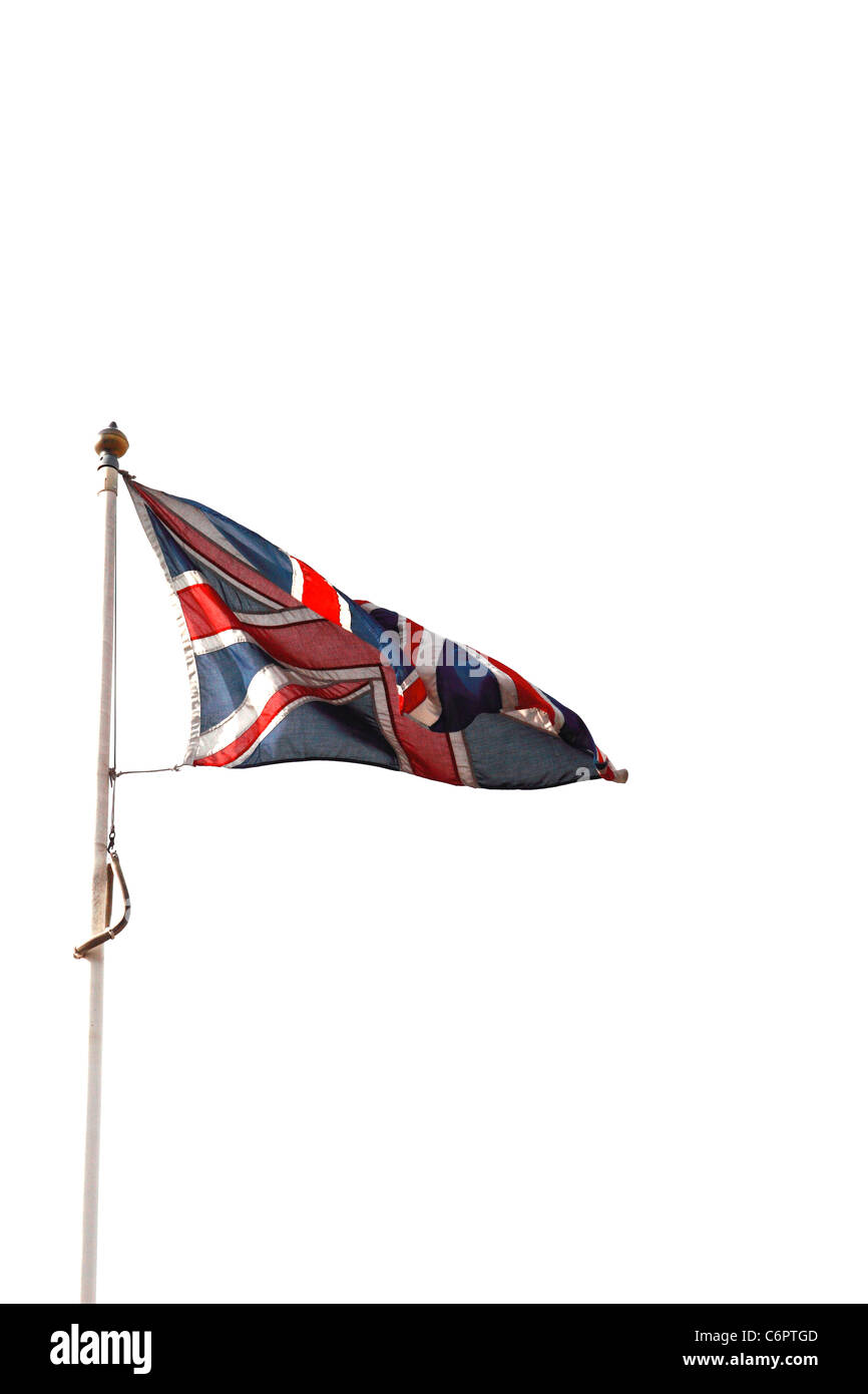 Union Jack Flag Unione battenti in pole Foto Stock