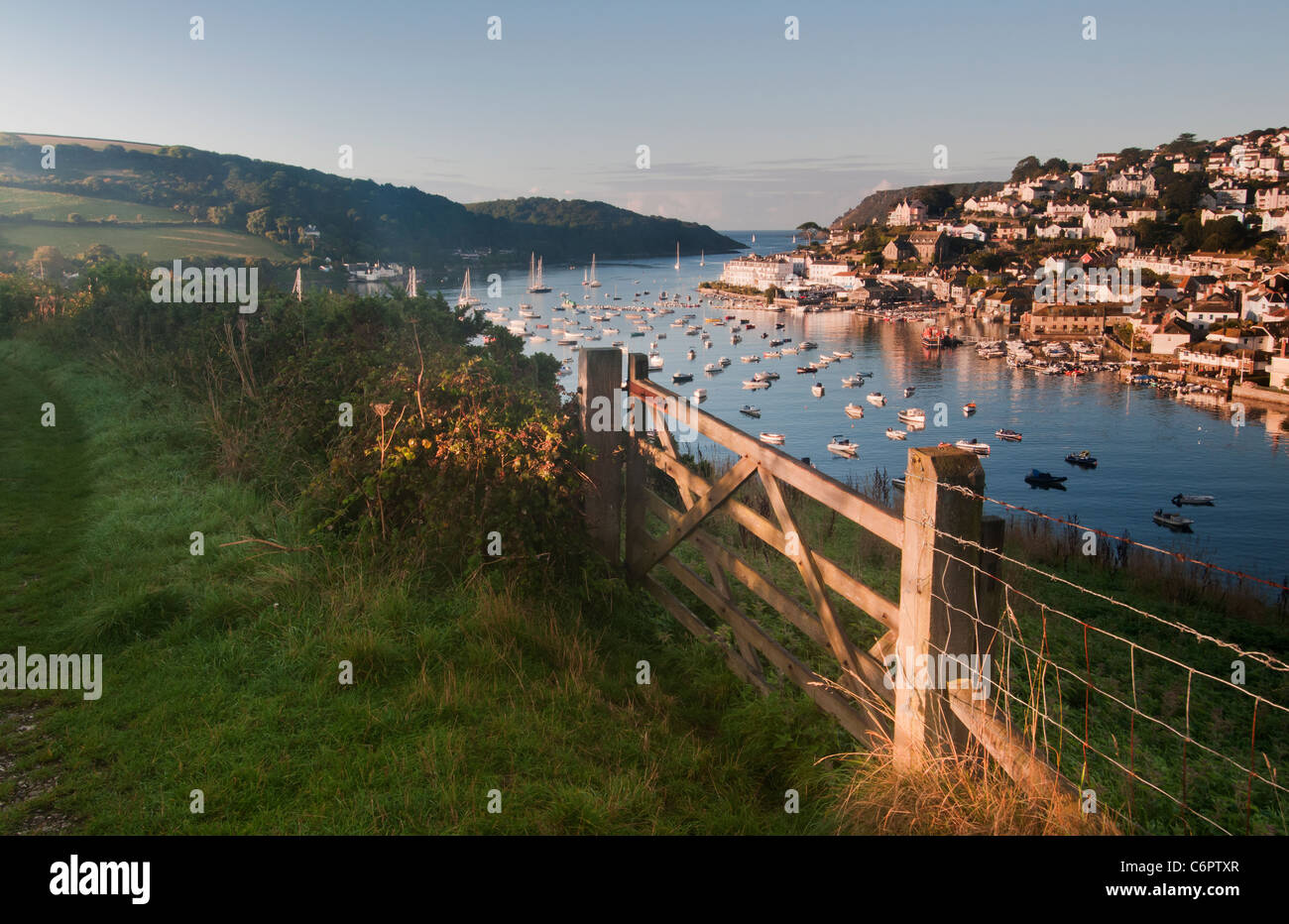 Salcombe visto dal punto Snapes in Early Morning Light Foto Stock