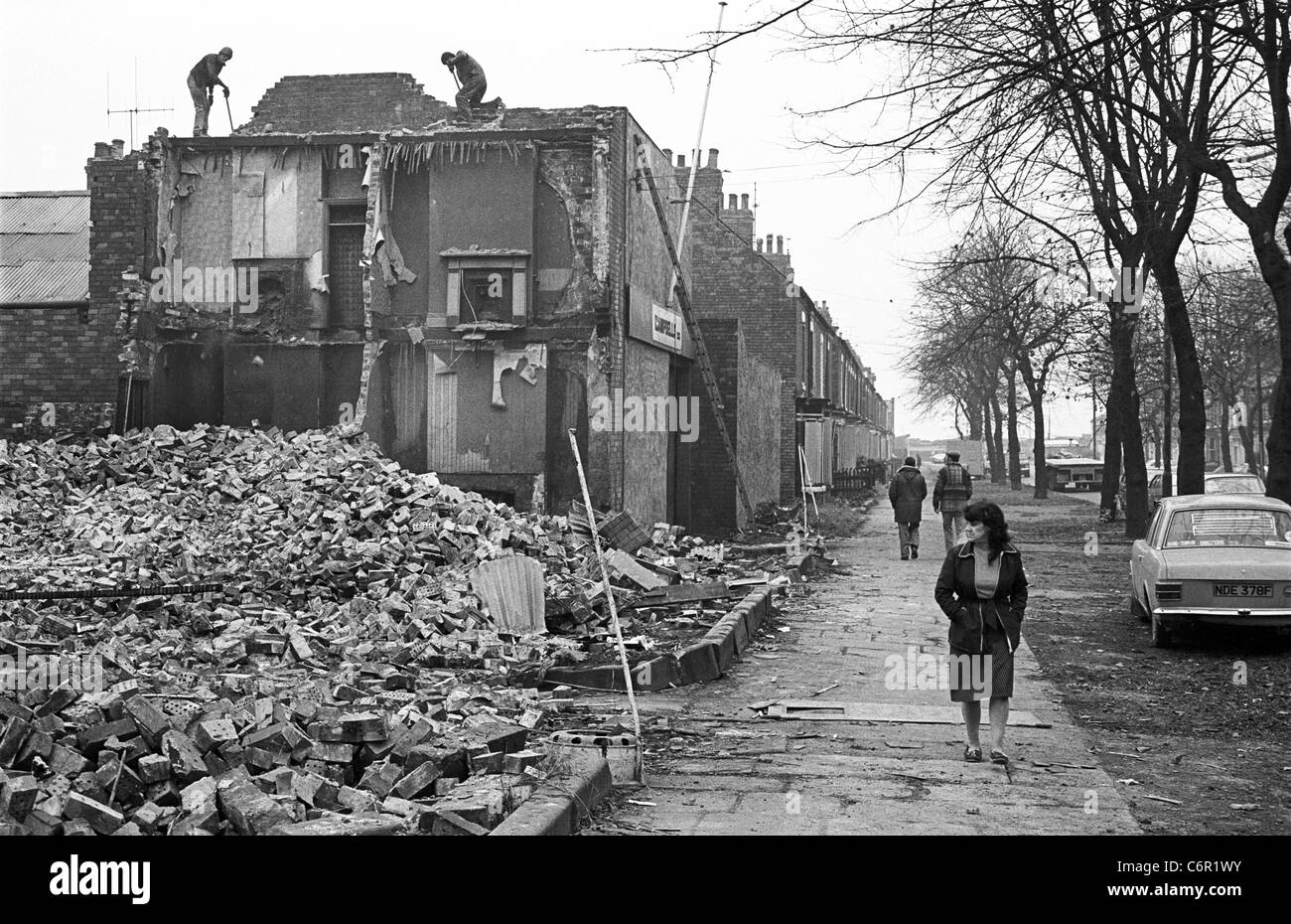 Demolizione prima di riconversione, la zona intorno al Boulevard e la Humber Estuary, Hull, East Yorkshire 1981 Foto Stock