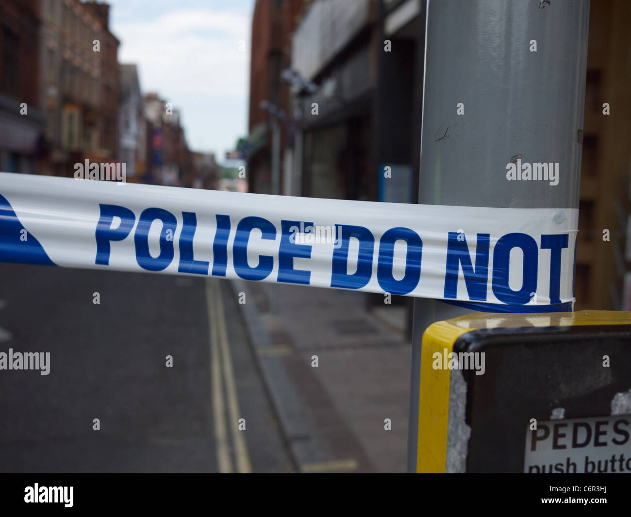 Cordone di polizia, Exeter Devon Foto Stock