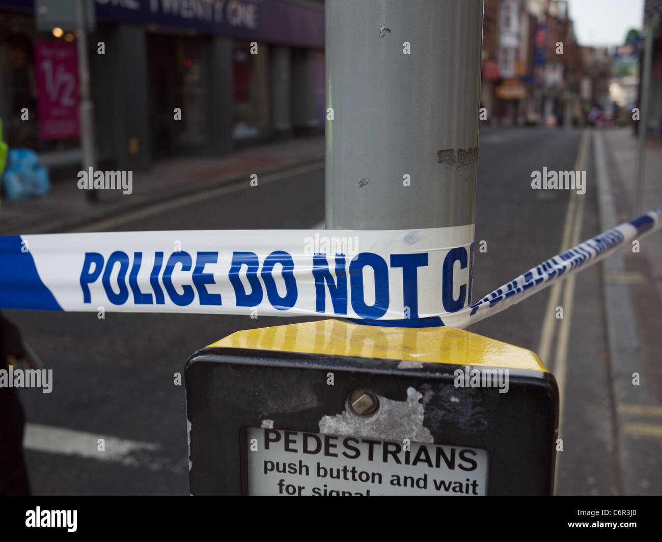 Cordone di polizia, Exeter Devon Foto Stock