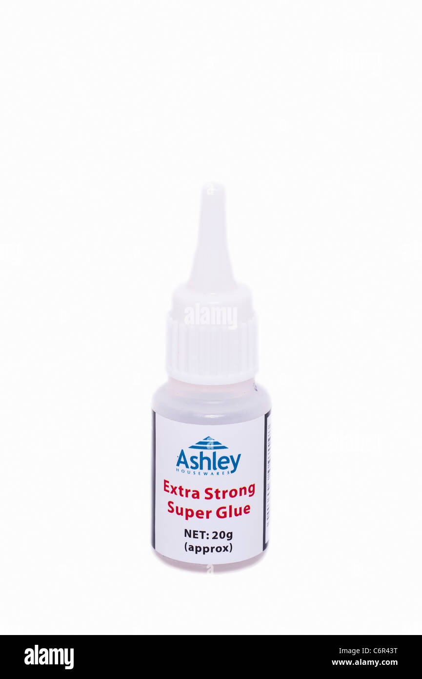 Un tubo di Ashley extra strong super colla su uno sfondo bianco Foto Stock