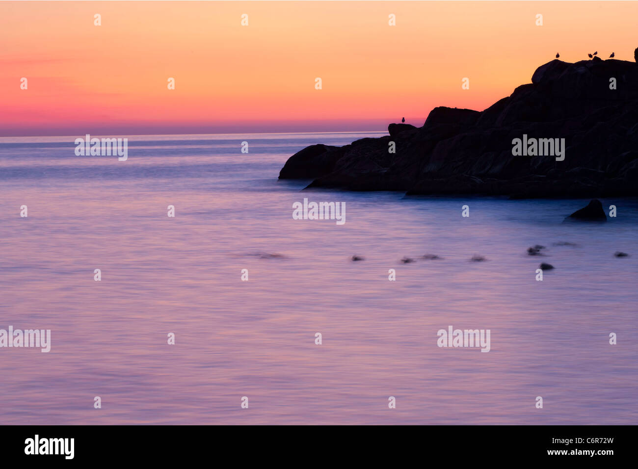 Sunrise mare lenta velocità otturatore Ogunquite Maine Foto Stock